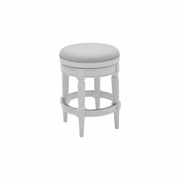 Homeroots 25.5 in. Counter Height Round Counter Stool Alabaster White Fabric 380063